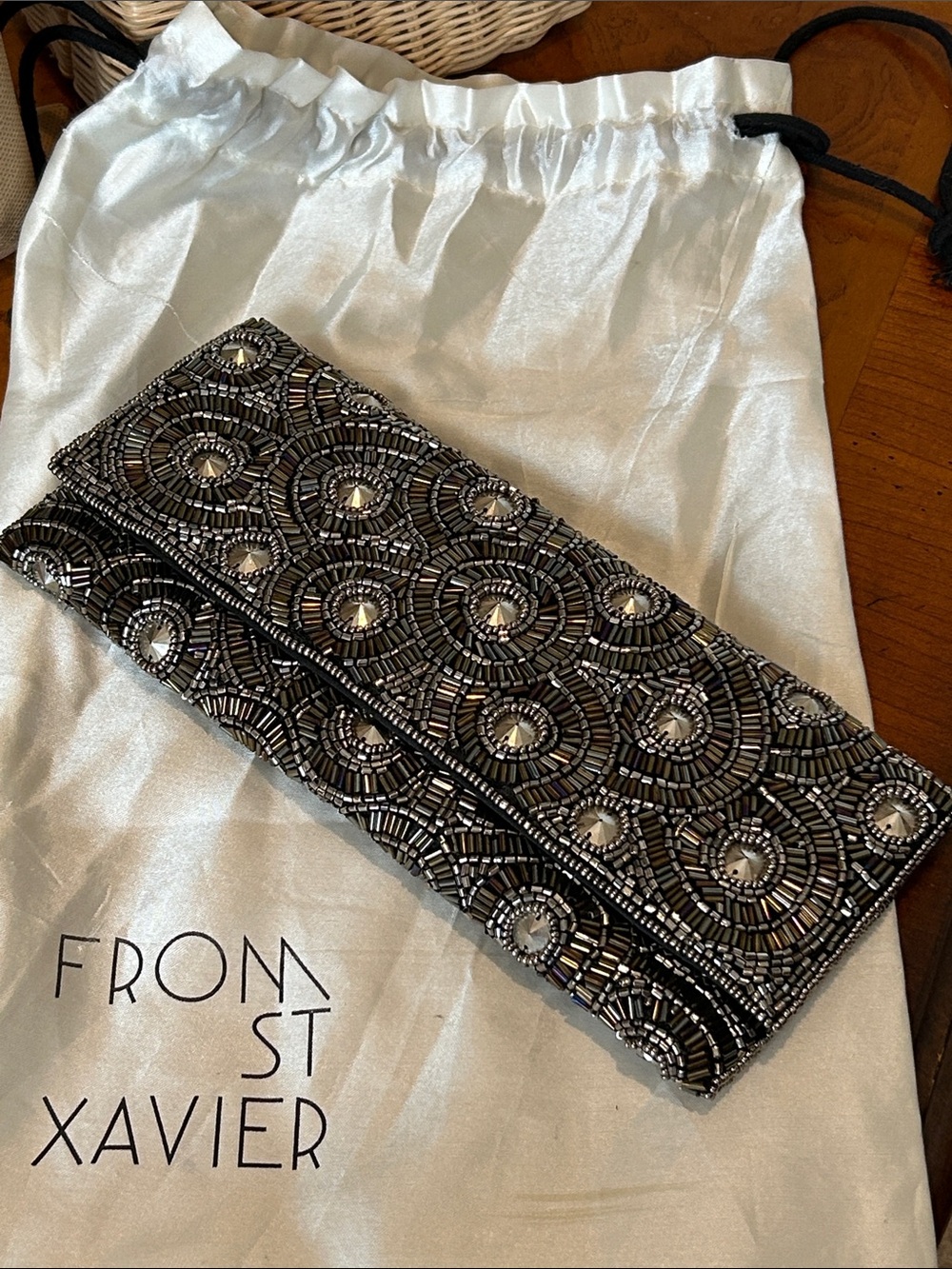 From St. Xavier Beaded Fold-Over Evening Clutch